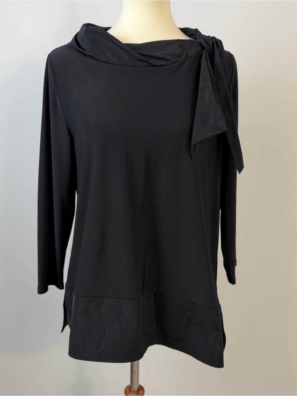 Liv by Habitat Black Cowl Neck Bow Accent Travel Wear Shirt Top M